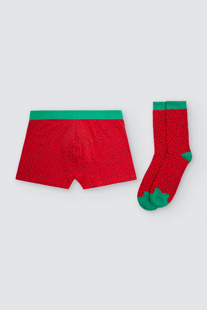Pack regalo hombre bóxer y calcetines sandía