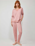 PIJAMA MANGA LARGA MUJER BASIC PINK