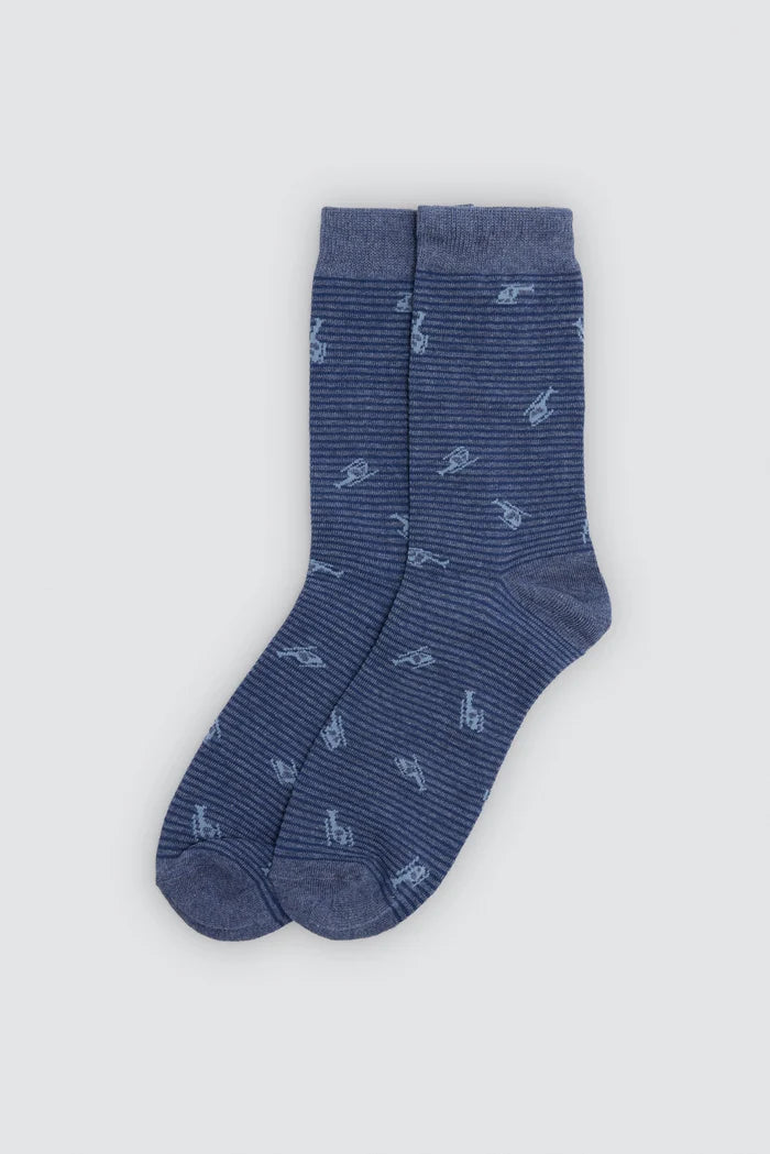 Calcetines hombre azul con vehículos