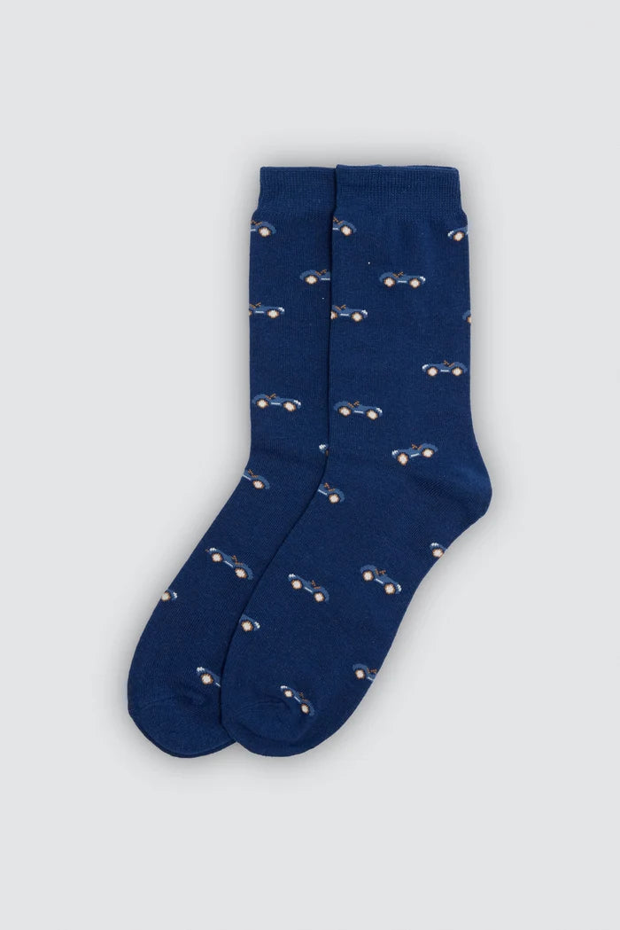 Calcetines hombre azul marino con coches