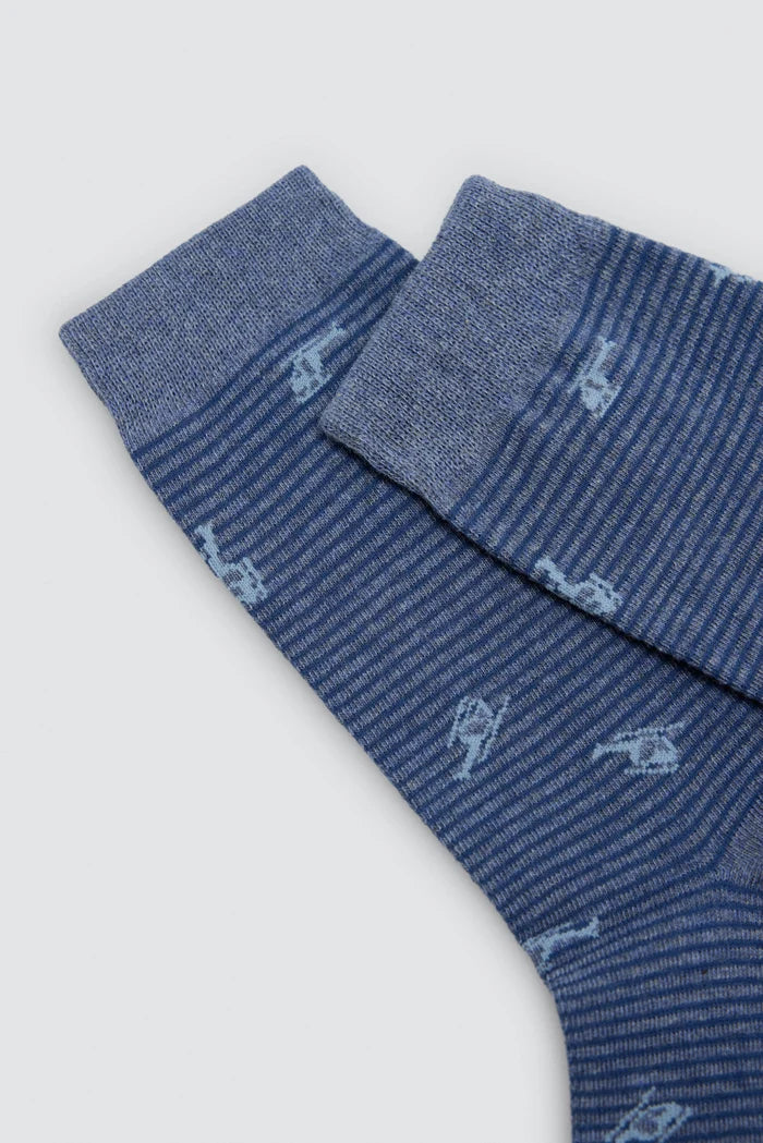 Calcetines hombre azul con vehículos