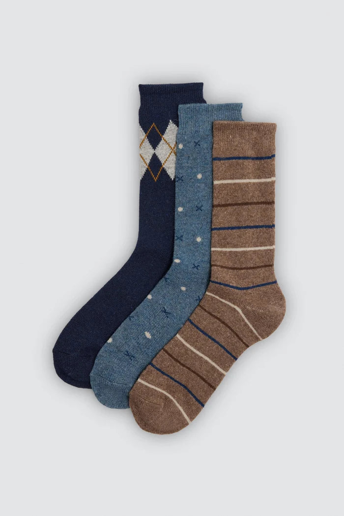 Pack 3 calcetines hombre con lana multicolor