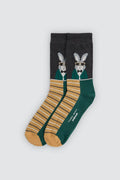 Calcetines hombre Ysabel Mora conejo verde y mostaza