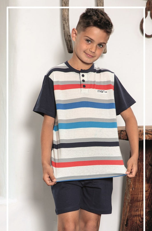 PIJAMA INFANTIL MANGA CORTA NIÑO A RAYAS
