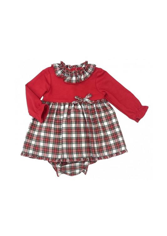 VESTIDO INFANTIL 3 PIEZAS BEBÉ NIÑA ESTILO ESCOCÉS