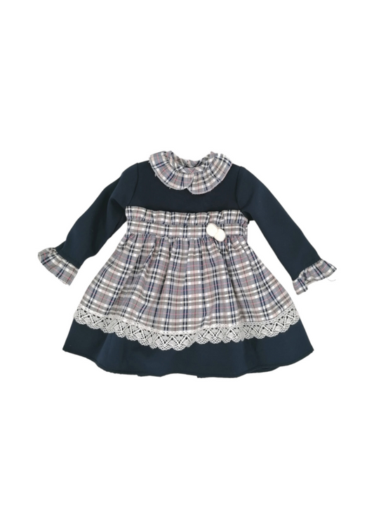 VESTIDO INFANTIL MANGA LARGA A CUADROS