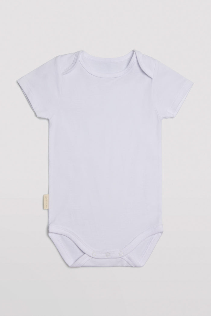 Body de bebé manga corta blanco 100% algodón