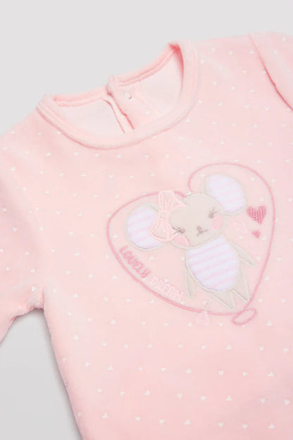 PELELE BEBÉ MANGA LARGA RATONCITA ROSA
