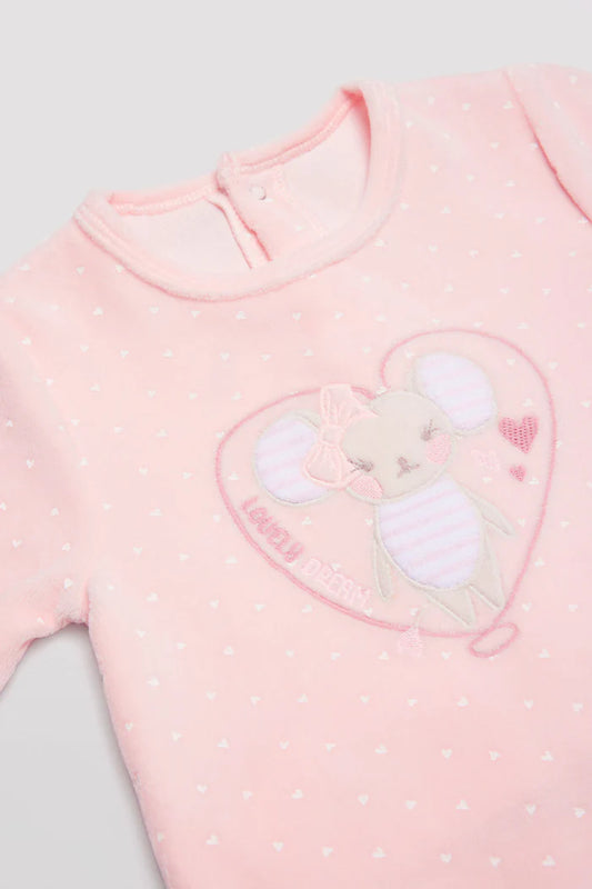 PELELE BEBÉ MANGA LARGA RATONCITA ROSA