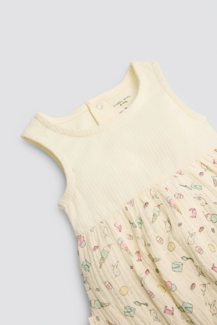 CONJUNTO RANITA DE BEBE CON TIRANTES Y GORRITO