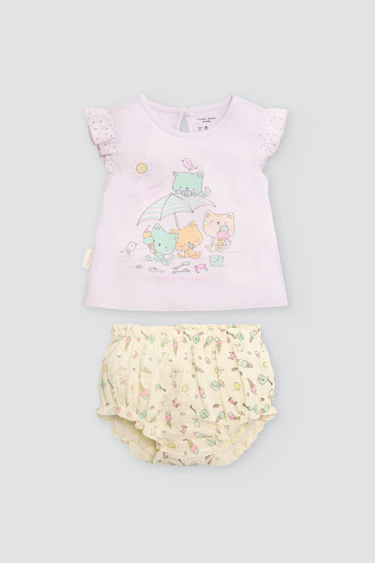 CONJUNTO DE VERANO DE BEBE CATS PRINT