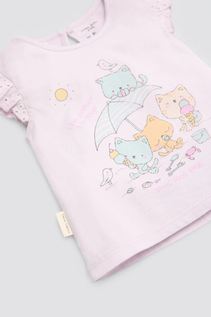 CONJUNTO DE VERANO DE BEBE CATS PRINT