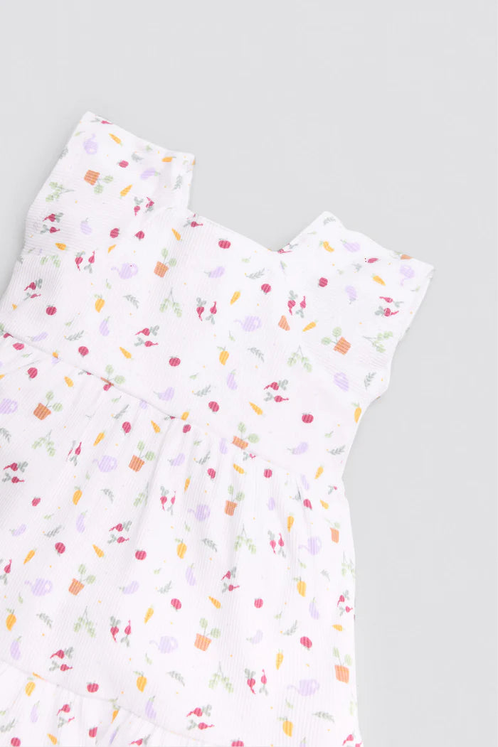 VESTIDO BEBÉ NIÑA SIN MANGAS VEGETABLES PRINT