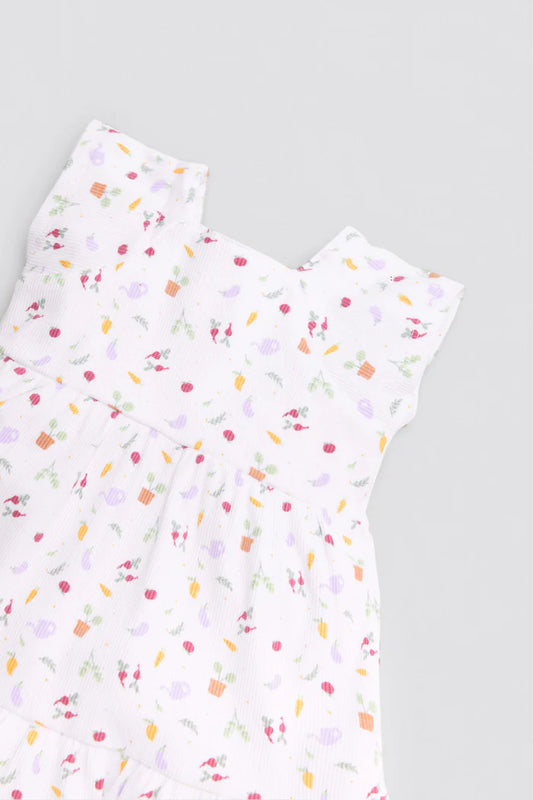 VESTIDO BEBÉ NIÑA SIN MANGAS VEGETABLES PRINT