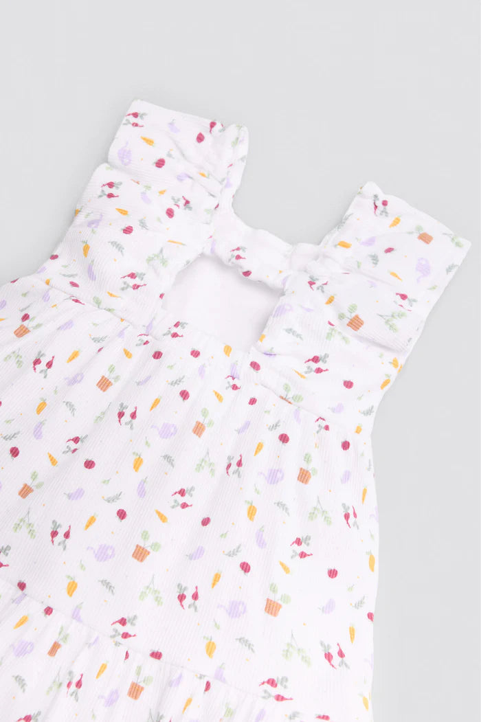 VESTIDO BEBÉ NIÑA SIN MANGAS VEGETABLES PRINT