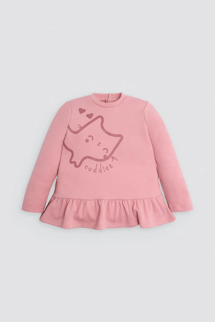 Conjunto bebé niña Ysabel Mora rosa con sudadera de gato y pantalón