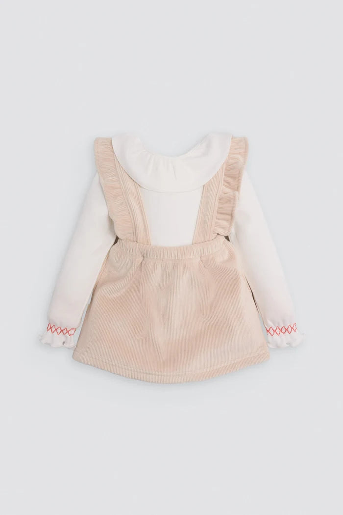 Conjunto bebé niña con falda de pana y camiseta cuello volante Ysabel Mora