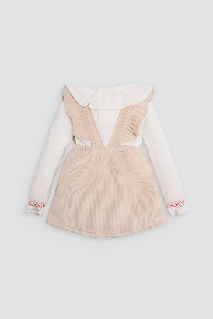 Conjunto bebé niña con falda de pana y camiseta cuello volante Ysabel Mora