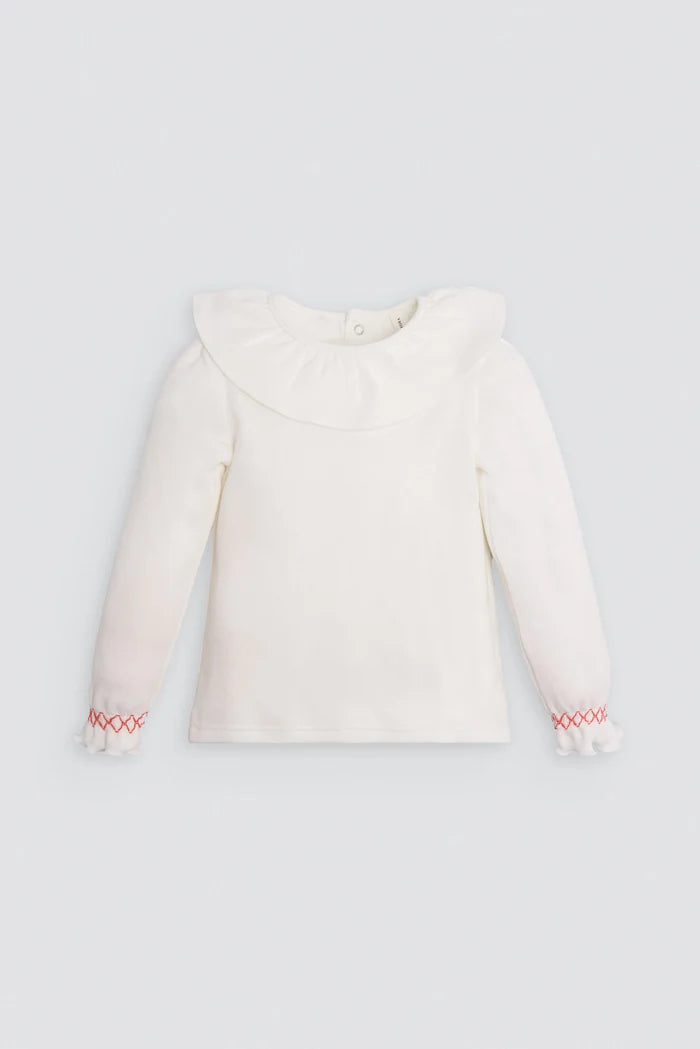 Conjunto bebé niña con falda de pana y camiseta cuello volante Ysabel Mora
