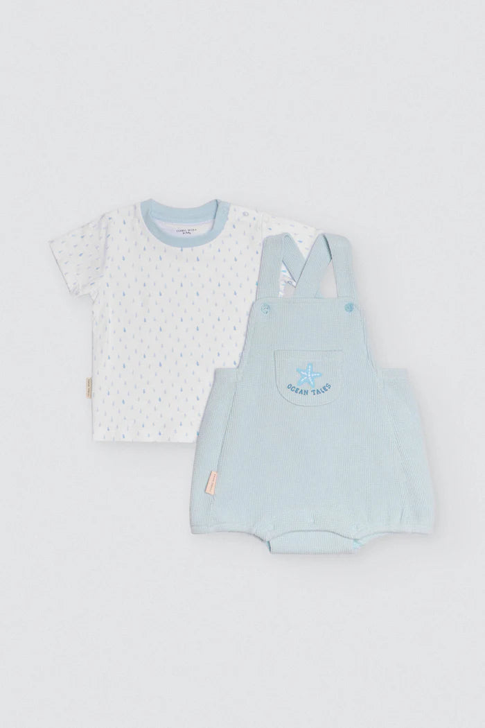 CONJUNTO DE BEBÉ CAMISETA Y PETO OCEAN TALES