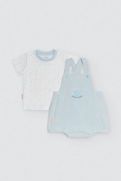 CONJUNTO DE BEBÉ CAMISETA Y PETO OCEAN TALES