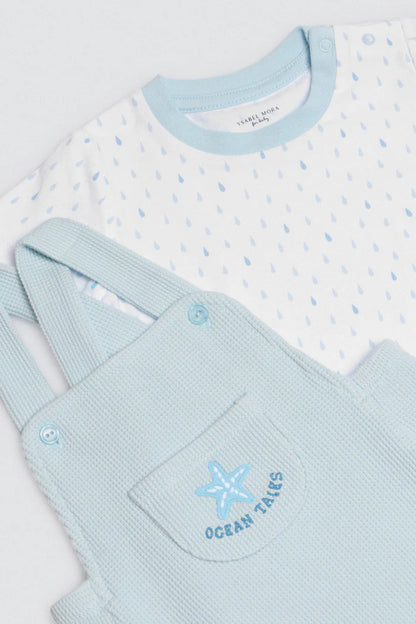CONJUNTO DE BEBÉ CAMISETA Y PETO OCEAN TALES