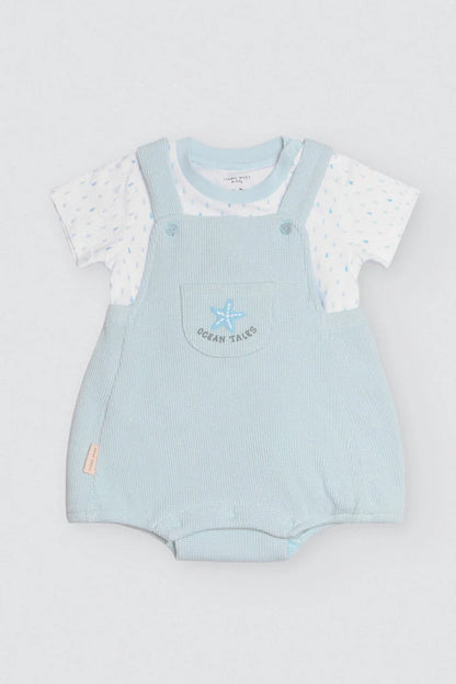 CONJUNTO DE BEBÉ CAMISETA Y PETO OCEAN TALES