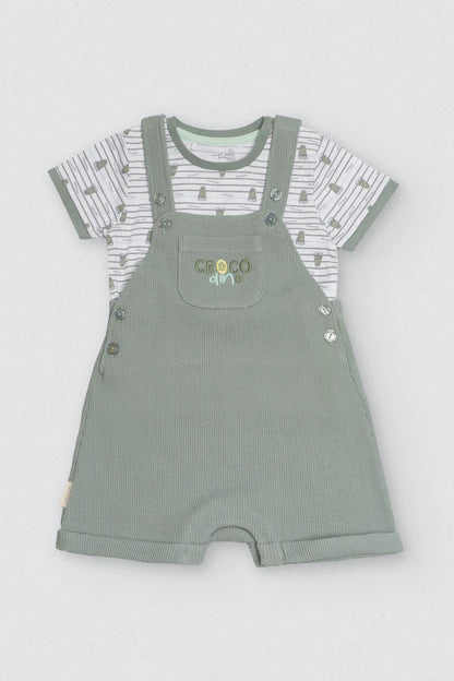 CONJUNTO BEBÉ PETO Y CAMISETA CORTA COCODRILO