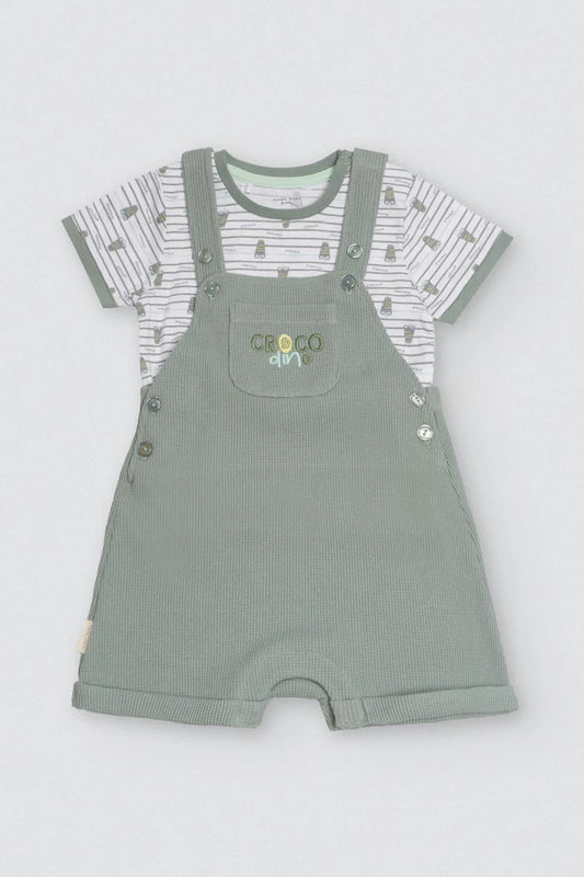 CONJUNTO BEBÉ PETO Y CAMISETA CORTA COCODRILO