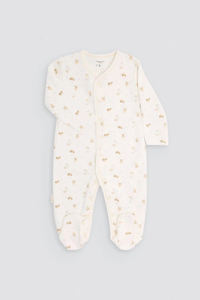 Pelele bebé afelpado algodón estampado tractores, molinos y ovejas