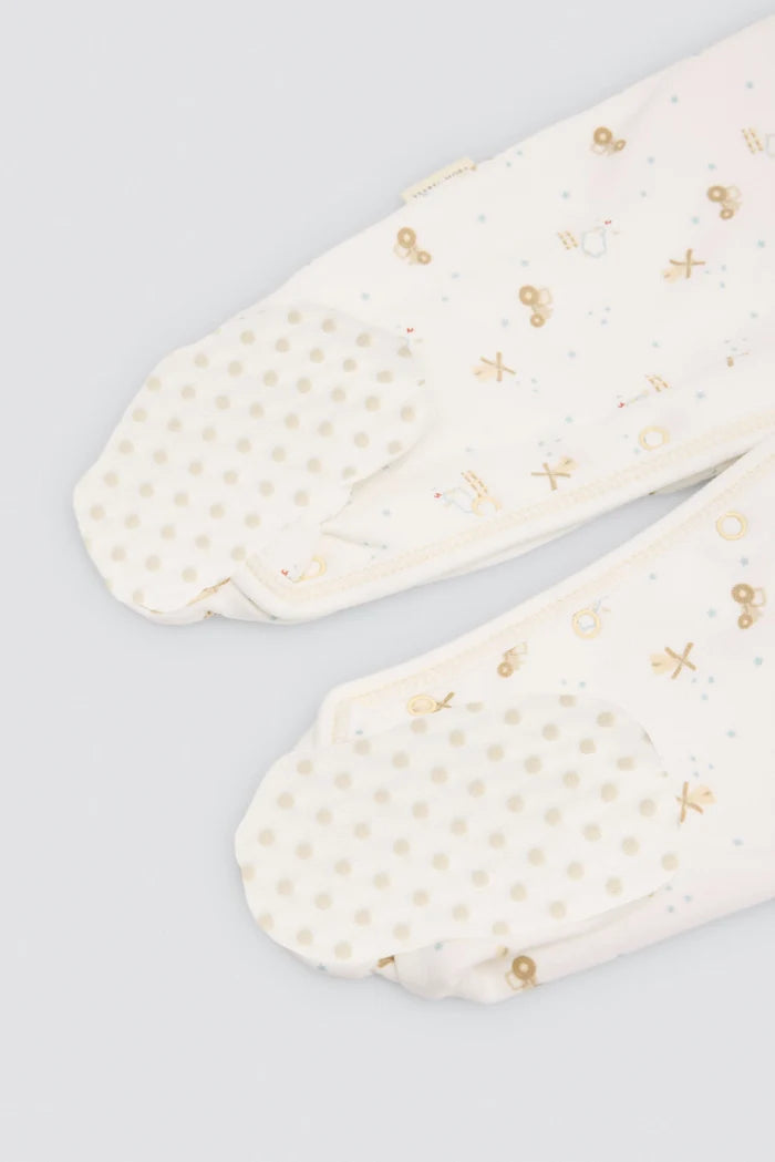 Pelele bebé afelpado algodón estampado tractores, molinos y ovejas