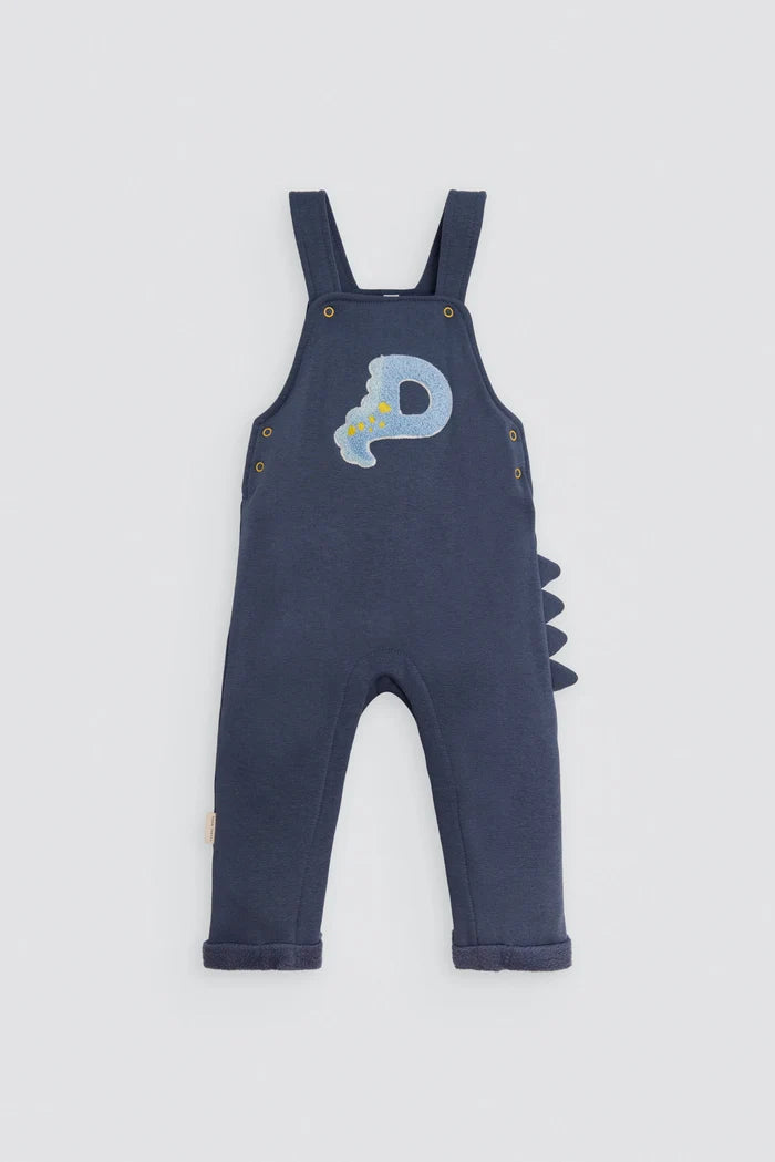 Conjunto de peto bebé marino con camiseta gris y dinosaurio