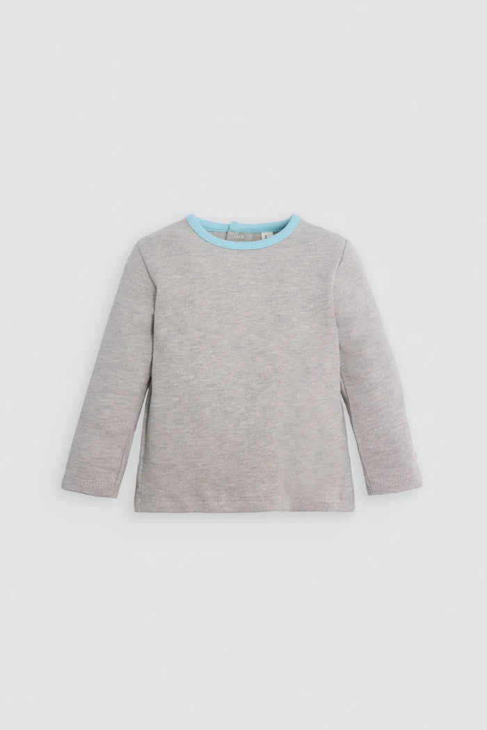 Conjunto de peto bebé marino con camiseta gris y dinosaurio