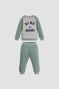 Conjunto de chándal bebé bicolor verde con sudadera Dino Roars
