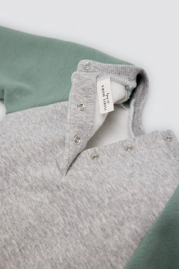 Conjunto de chándal bebé bicolor verde con sudadera Dino Roars