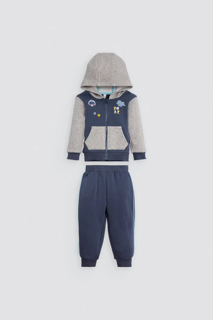 Conjunto de chándal bebé marino con cremallera y dinosaurios