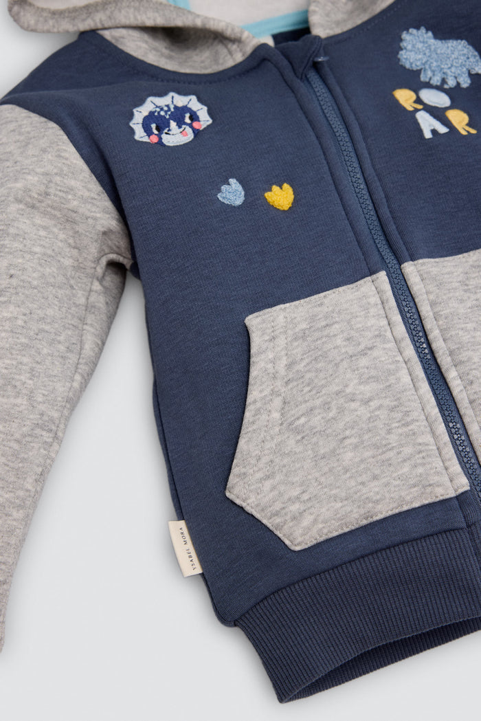 Conjunto de chándal bebé marino con cremallera y dinosaurios