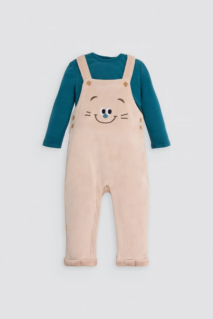 Conjunto pichi bebé Ysabel Mora de pana con camiseta manga larga