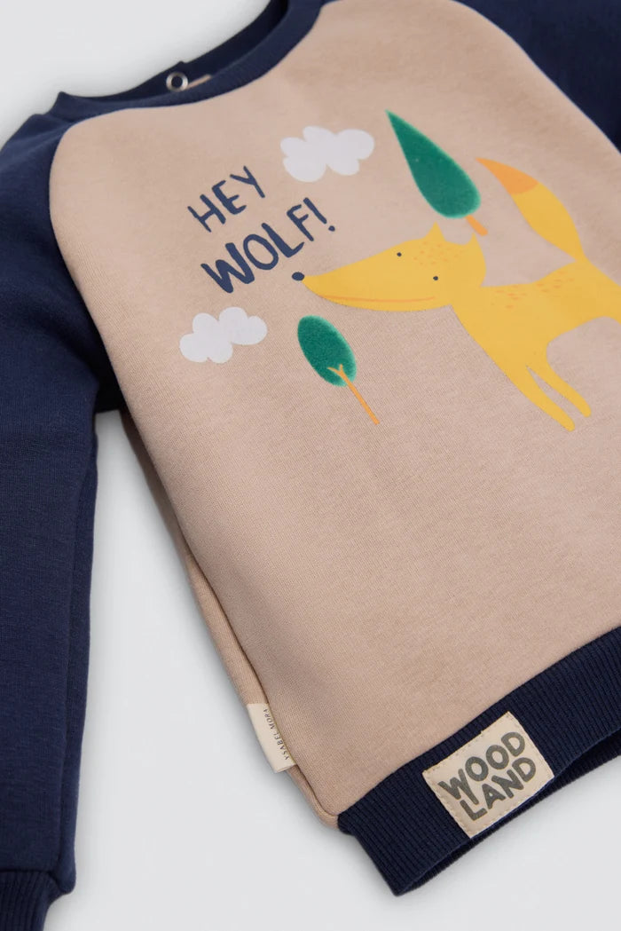 Conjunto de chándal bebé Hey Wolf multicolor con sudadera y pantalón jogger