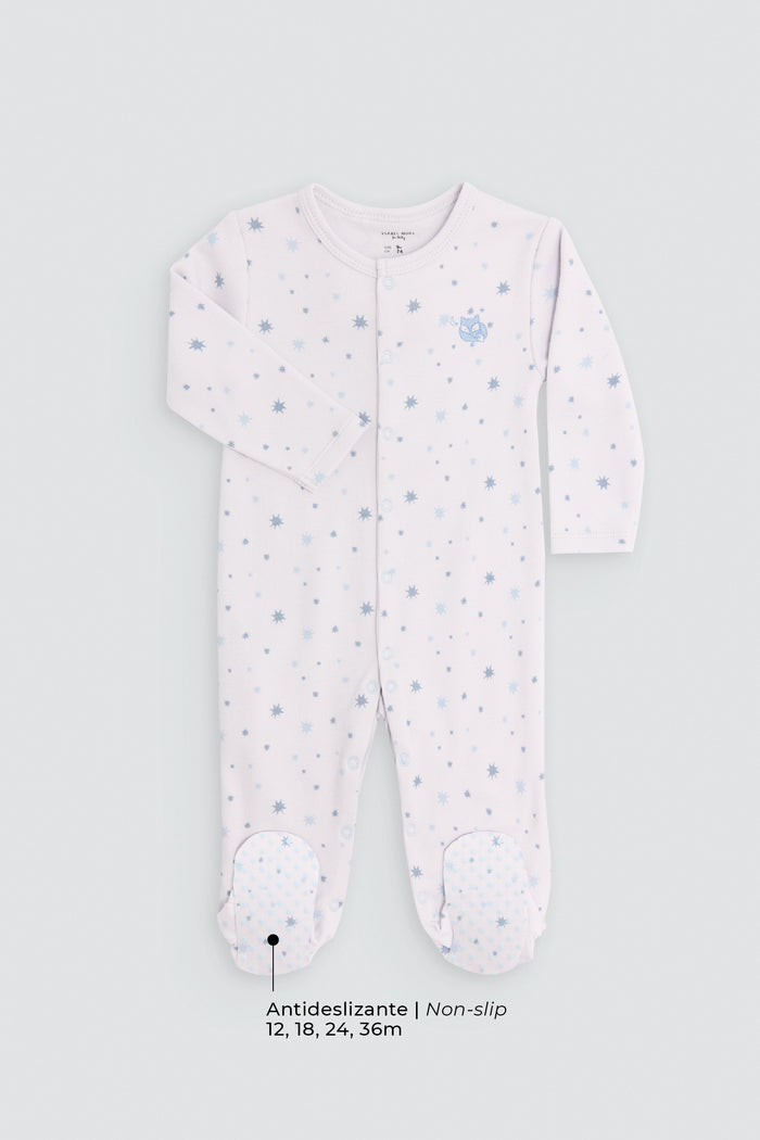 Pelele bebé afelpado blanco con estrellas