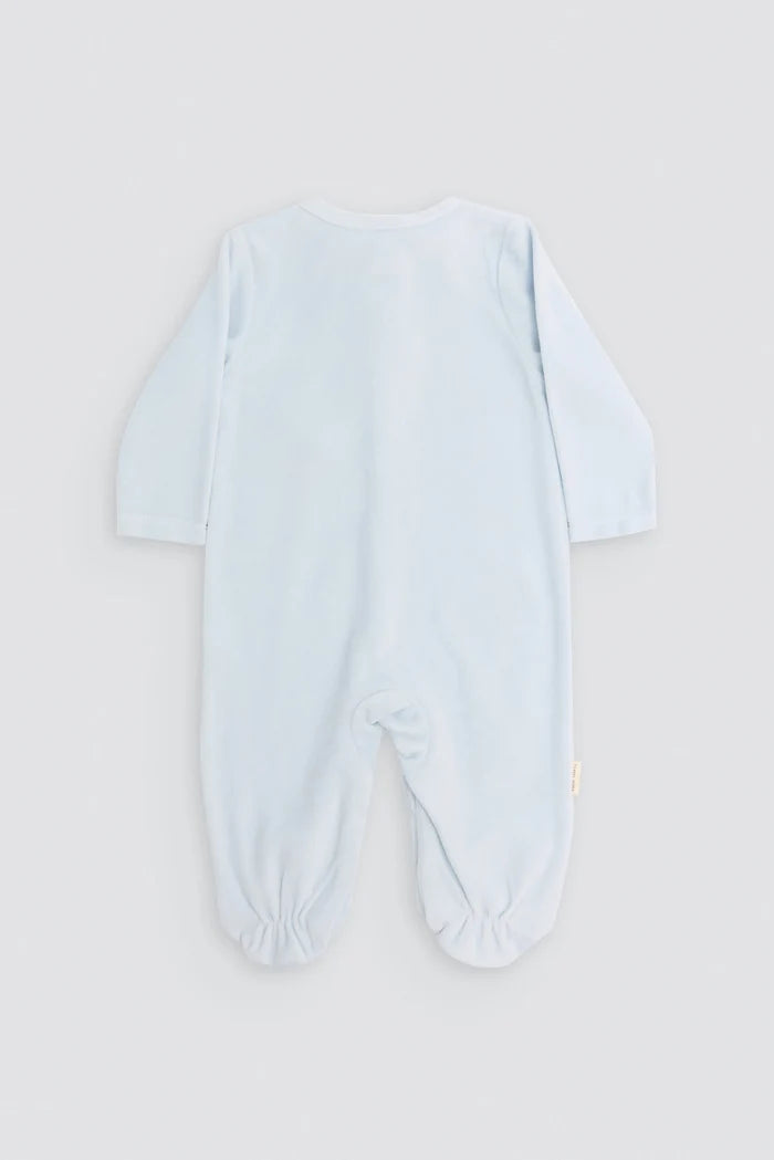 Pelele bebé terciopelo azul con zorros
