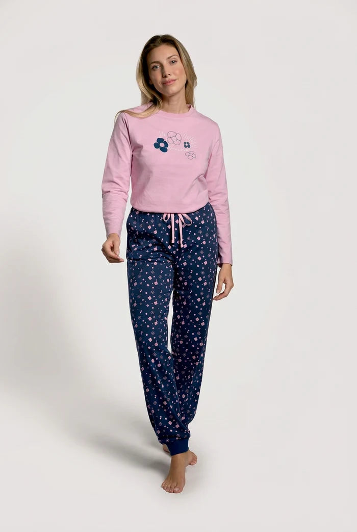 Pijama largo de mujer floral 100% algodón multicolor