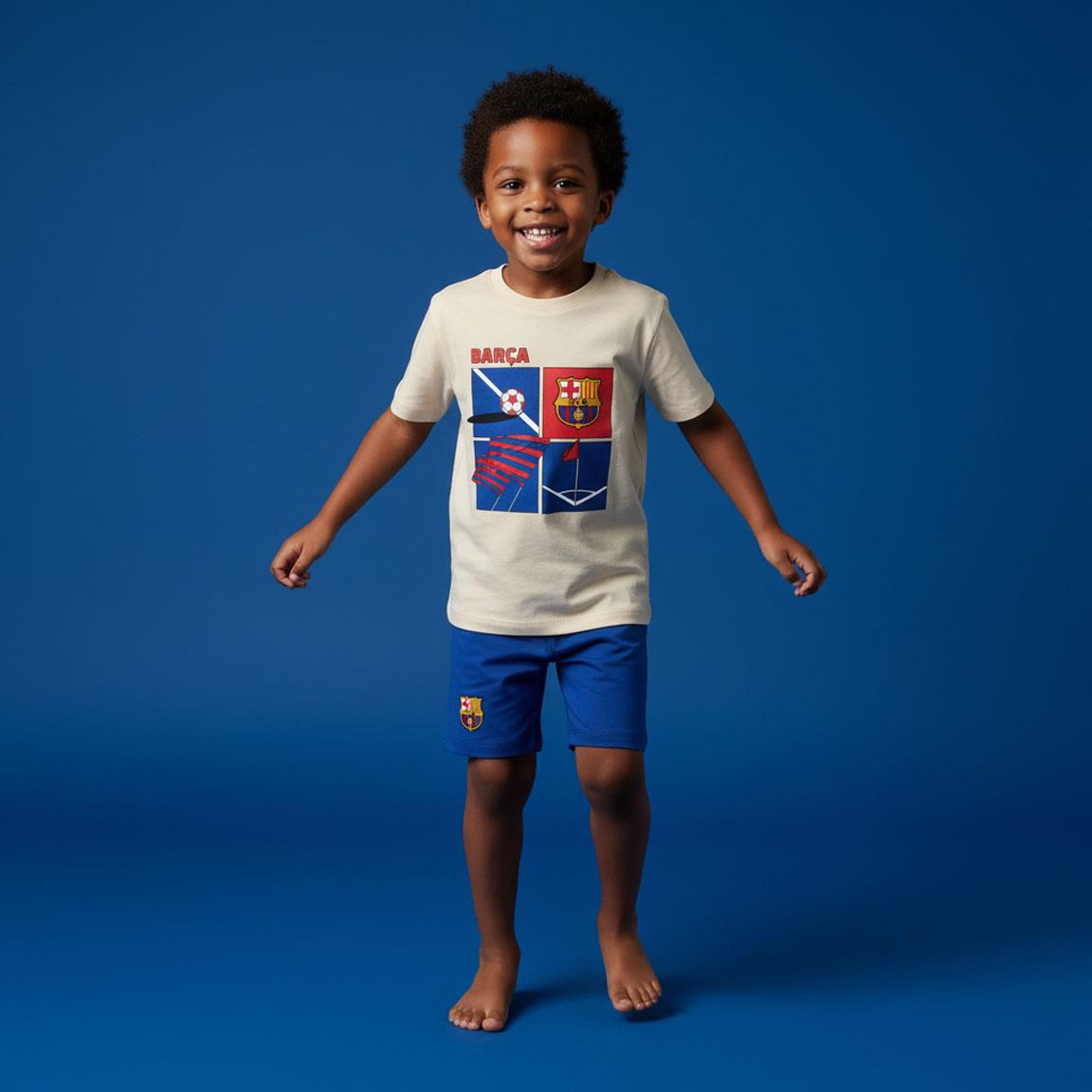 PIJAMA MANGA CORTA NIÑO ALGODON BARCELONA