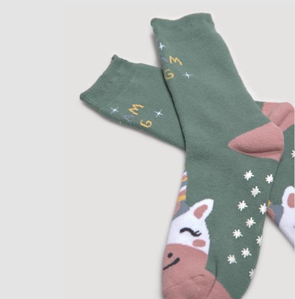 CALCETINES DE NIÑA GREEN UNICORN