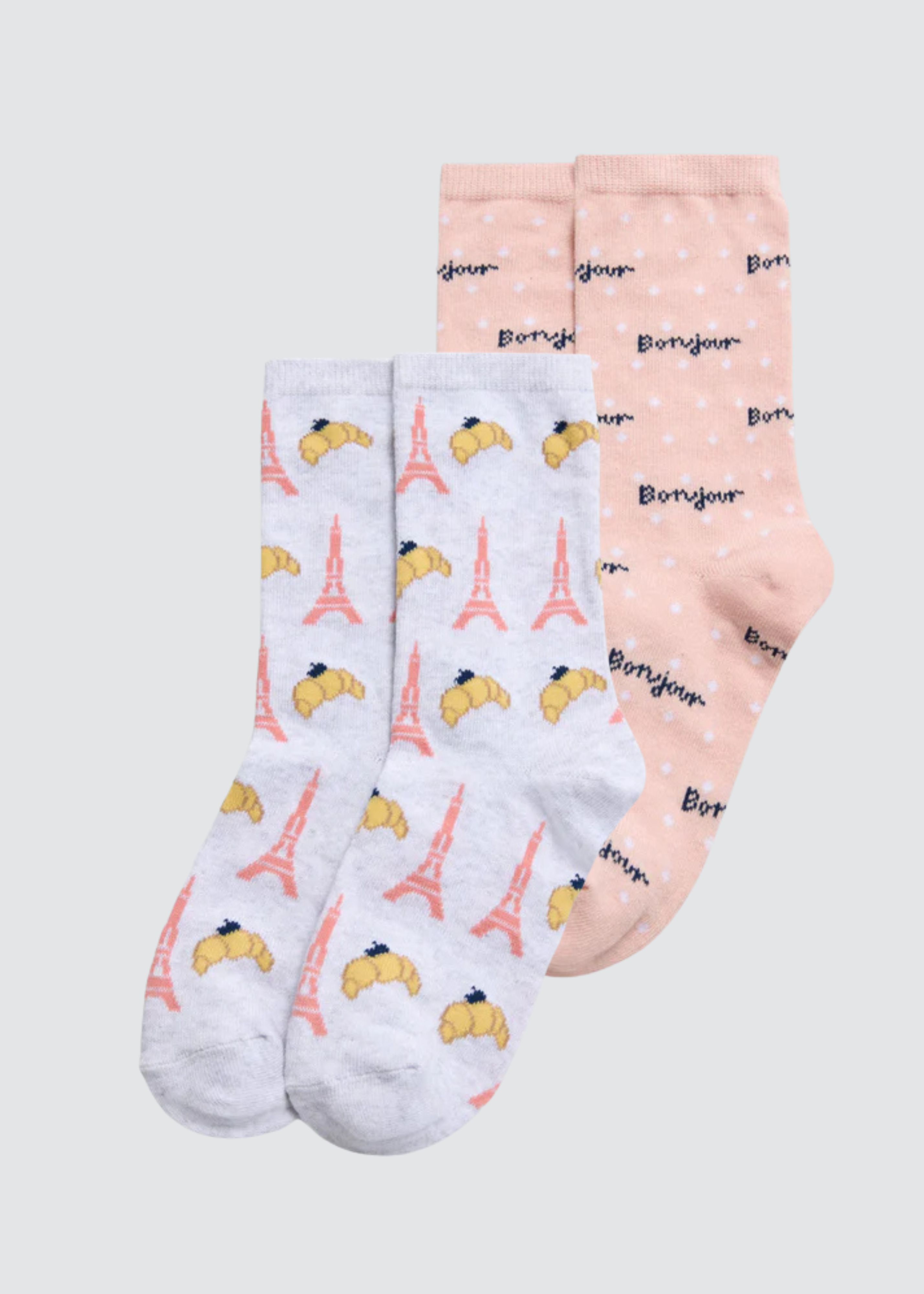 PACK-2 CALCETINES PINK PARIS CROISSANTS