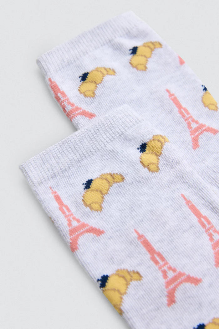 PACK-2 CALCETINES PINK PARIS CROISSANTS