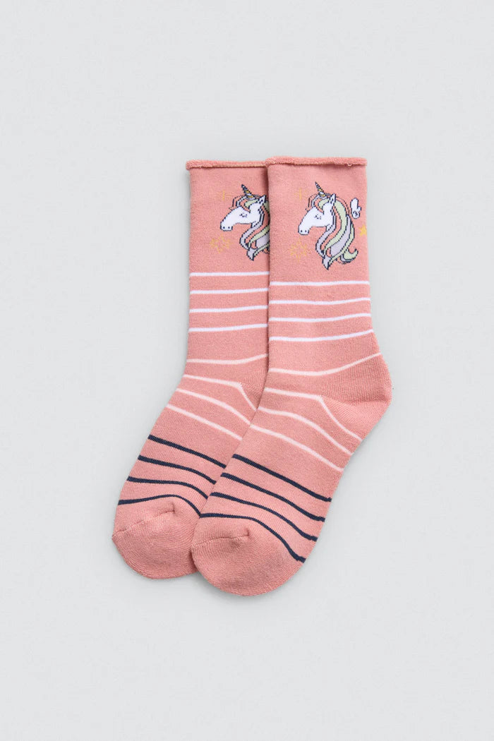 CALCETINES DE NIÑA SIN PUÑO PINK UNICORN