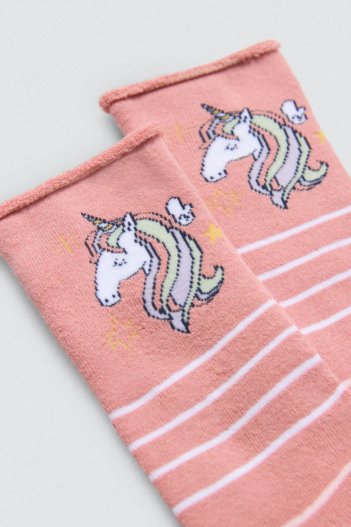 CALCETINES DE NIÑA SIN PUÑO PINK UNICORN