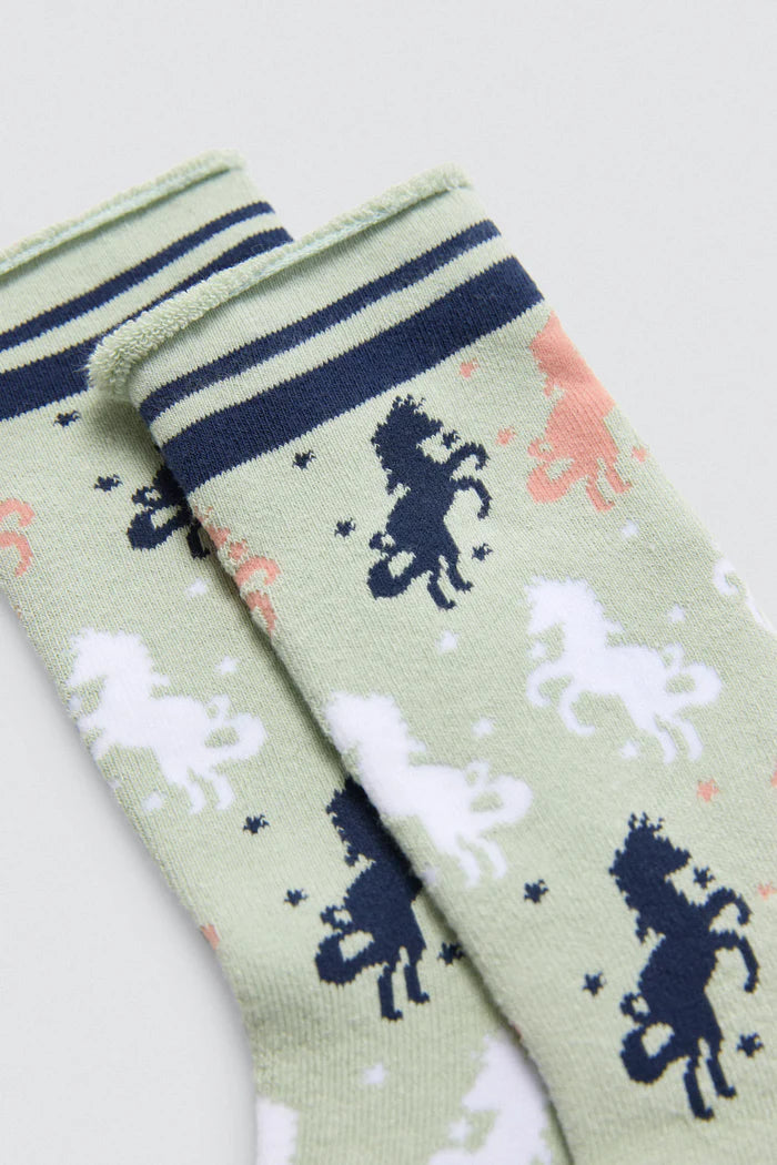 CALCETINES DE NIÑA SIN PUÑO GREEN UNICORN