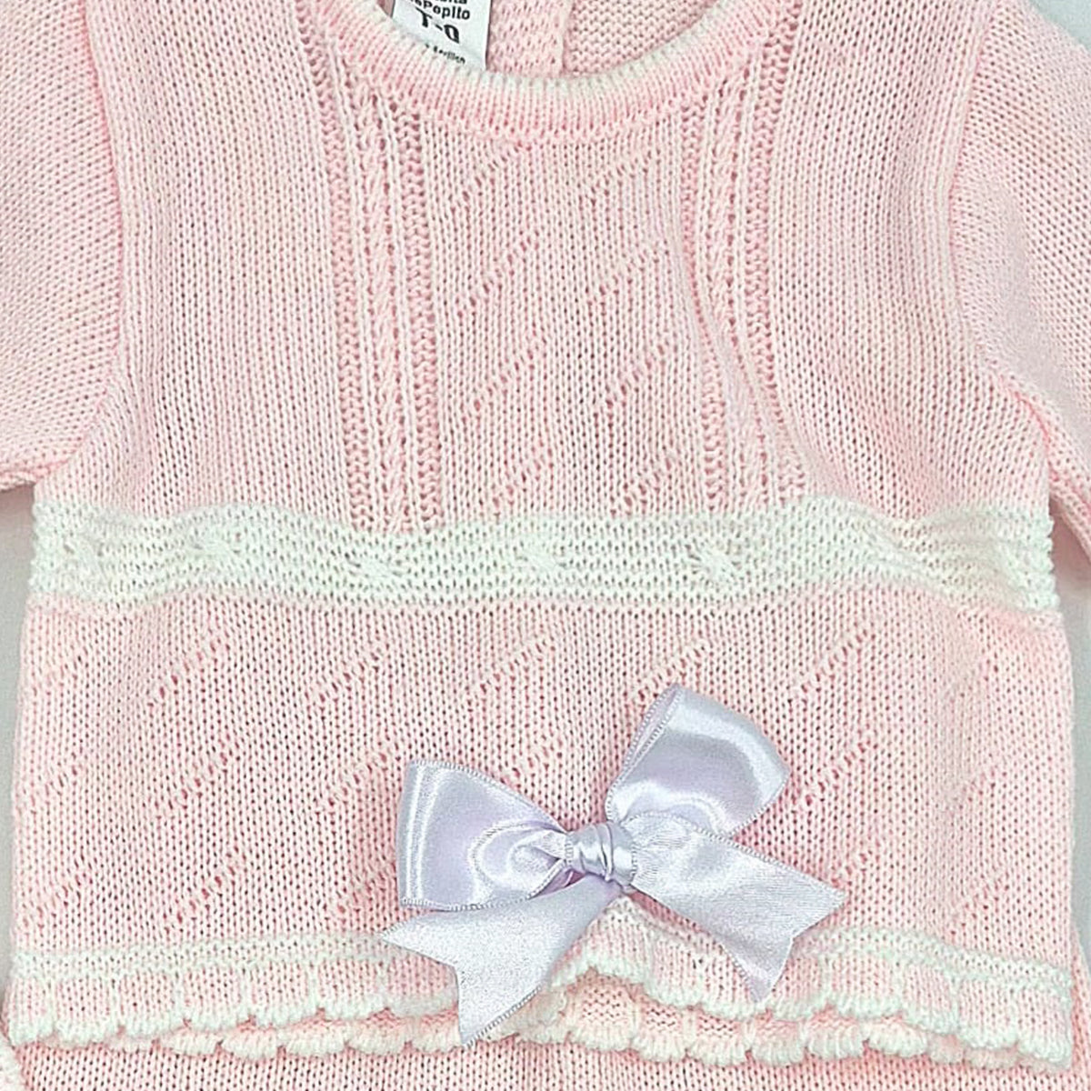 Conjunto de lana bebé La Casita de Pepito 3 piezas rosa